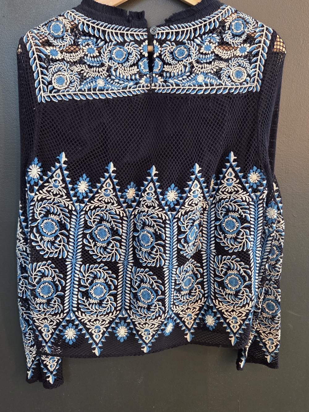 Sea New York Blue Embroidered Mesh Long-Sleeve Top - Picture 6 of 8
